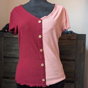 Two-Tone Button-Up Women’s Top